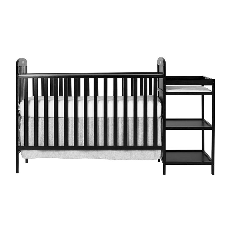 Photo 1 of Dream On Me Anna 3-in-1 Full Size Crib and Changing Table Combo in Black, Greenguard Gold Certified
