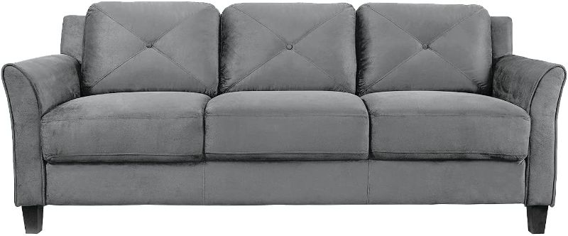 Photo 1 of **INCOMPLETE BOX 1 OF 2 ***Lifestyle Solutions Collection Grayson Micro-Fabric Sofa, 80.3" x 32" x 32.68", Dark Grey
