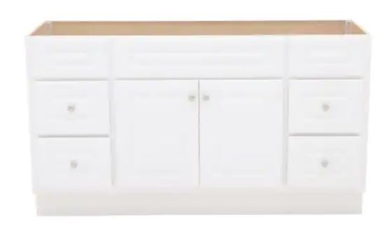 Photo 1 of 
Glacier Bay
Hampton 60 in. W x 21 in. D x 33-1/2 in. H Bathroom Vanity Cabinet Only in White