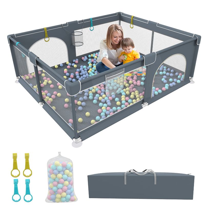 Photo 1 of  Large Baby Playpen , Packable & Portable Play Pens for Babies and Toddlers, Baby Play Yards , Kids Indoor & Outdoor Activity Center, Baby Fence with Breathable Mesh
