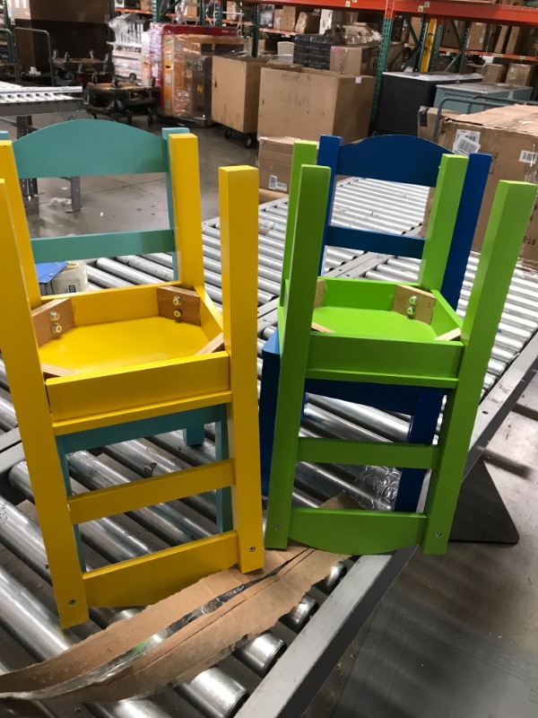 Photo 1 of Humble Crew, Grey/Blue/Green/Yellow Kids Wood Table and 4 Chairs Set
