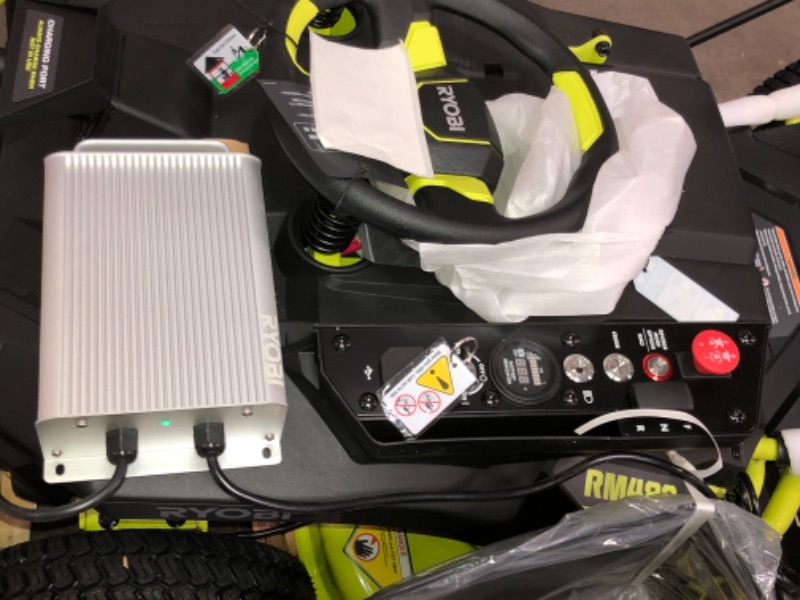 Photo 10 of RYOBI 48-Volt Brushless 38 in. 75 Ah Battery Electric Rear Engine Riding Lawn Mower and Bagging Kit