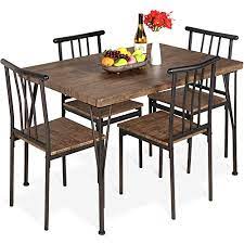 Photo 1 of ***USED MISSING PARTS**Dporticus 5-Piece Kitchen & Dining Room Sets Rustic Industrial Style Wooden Kitchen Table and Chairs with Metal Frame- Brown
