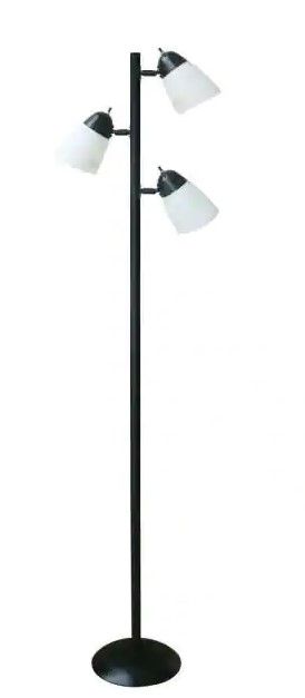 Photo 1 of ***SIMILAR TO POSTED ITEM** 64.5 in. Black Track Tree Floor Lamp with 3 White Plastic Shades ***SILVER**