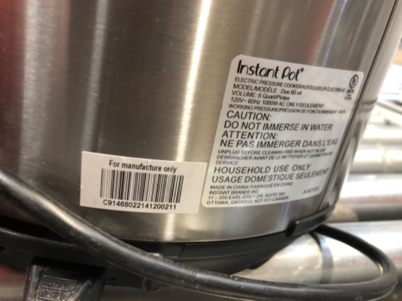 Photo 3 of ***DAMAGED LID**Instant Pot Duo 7-in-1 Electric Pressure Cooker, Slow Cooker, Rice Cooker, Steamer, Sauté, Yogurt Maker, Warmer & Sterilizer, 3 Quart, Stainless Steel/Black
