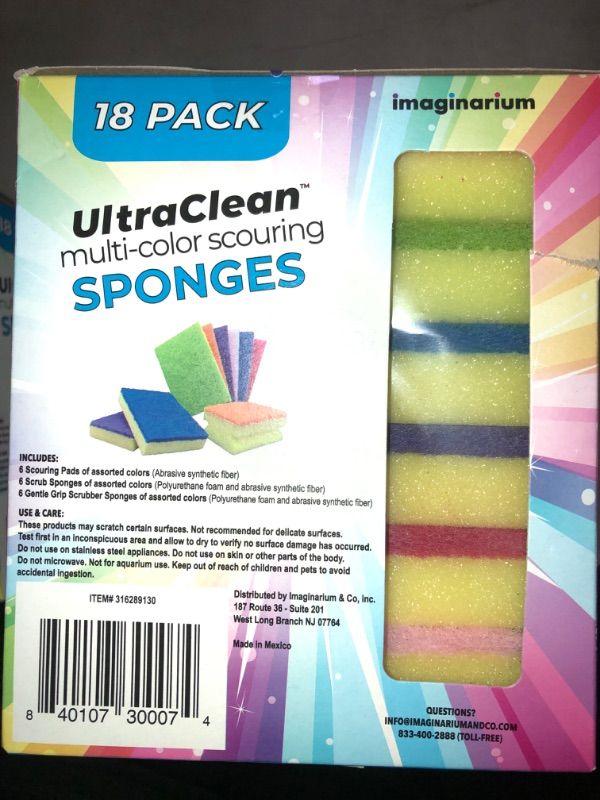 Photo 2 of 3PCK- 18 PACK ULTRA CLEAN MULTI-COLOR SCOURING SPONGES.
