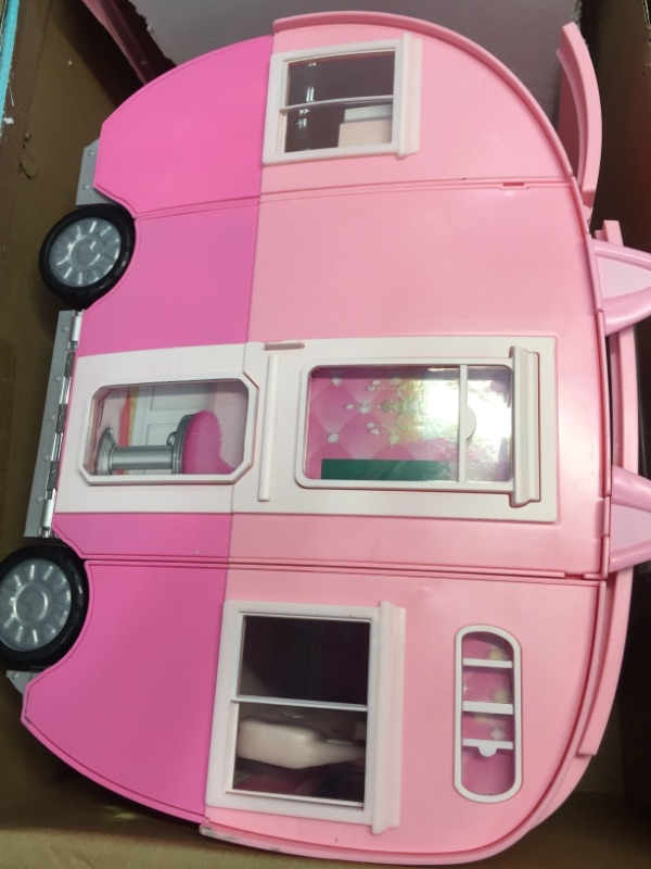 Photo 2 of **MISSING SOME** Na! Na! Na! Surprise Na Na Na Surprise Kitty-Cat Camper, Pink Camper Vehicle with Cat Ears and Tail, 7 Play Areas Including Full Kitchen, Ham Pink
