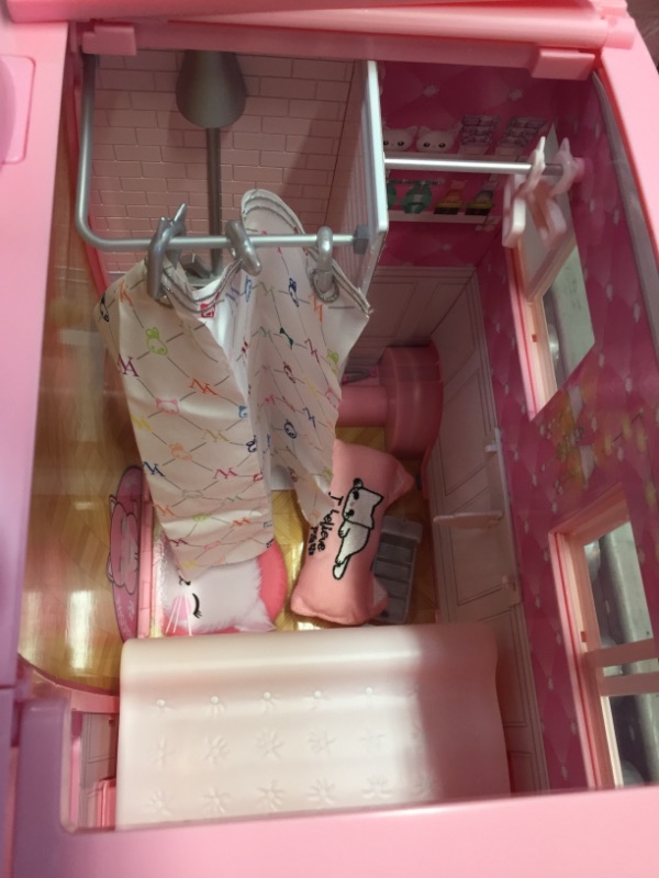 Photo 3 of **MISSING SOME** Na! Na! Na! Surprise Na Na Na Surprise Kitty-Cat Camper, Pink Camper Vehicle with Cat Ears and Tail, 7 Play Areas Including Full Kitchen, Ham Pink
