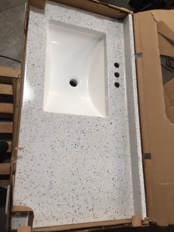Photo 6 of ***DAMAGED**Glacier Bay Northwood 37 in. W X 19 in. D Bathroom Vanity in Dusk with Solid Surface Vanity Top in Silver Ash with White Sink

