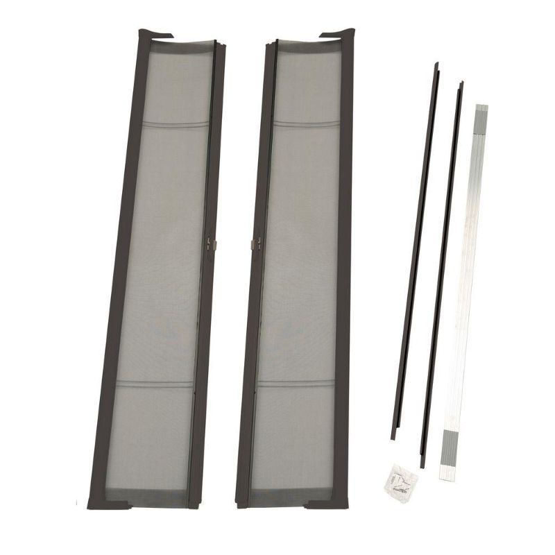 Photo 1 of 72 in. X 81 in. Brisa Brown Standard Double Retractable Screen Door Kit