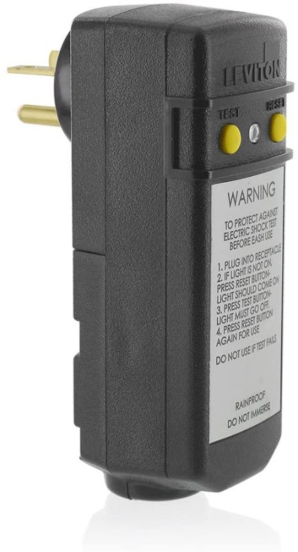 Photo 1 of Leviton 16793 20-Amp, 120-Volt, 5-20P, Grounded, Compact Automatic Reset Right Angle GFCI, RoHS Compliant, Black