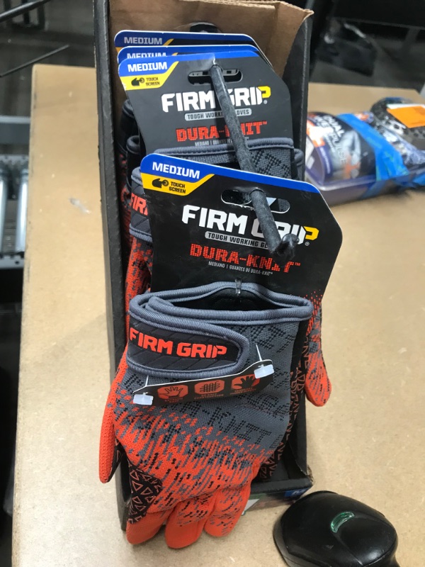 Photo 2 of FIRM GRIP Medium Dura-Knit Work Gloves, Orange/Black - 4 pack