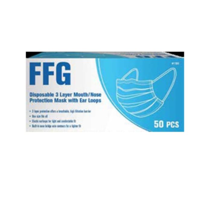 Photo 1 of FFG Disposable 3-Layer Face Mask (50-Pack), Blue
