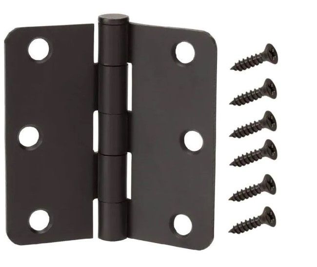 Photo 1 of 3-1/2 in. x 1/4 in. Radius Oil-Rubbed Bronze Door Hinge
16 pack 