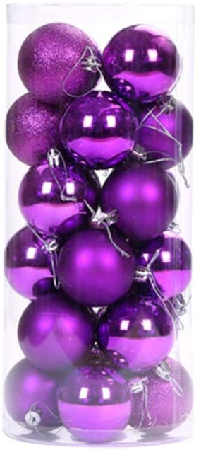 Photo 1 of 24 Pieces 1.57"/4cm Shatterproof Christmas Ball Ornaments Packed in Plastic Barrel Shatterproof Christmas Tree Balls Ornament use for Christmas Tree Ornaments Wedding Birthday Party Decoration Purple
