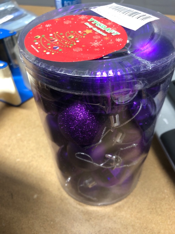 Photo 3 of 24 Pieces 1.57"/4cm Shatterproof Christmas Ball Ornaments Packed in Plastic Barrel Shatterproof Christmas Tree Balls Ornament use for Christmas Tree Ornaments Wedding Birthday Party Decoration Purple
