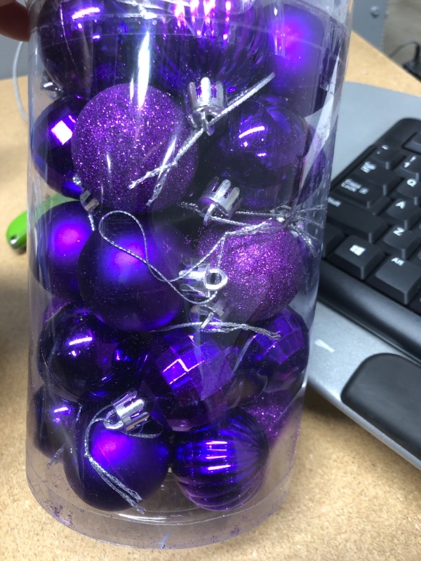 Photo 2 of 24 Pieces 1.57"/4cm Shatterproof Christmas Ball Ornaments Packed in Plastic Barrel Shatterproof Christmas Tree Balls Ornament use for Christmas Tree Ornaments Wedding Birthday Party Decoration Purple
