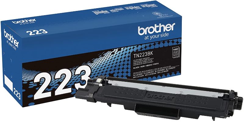 Photo 1 of Brother Genuine TN223BK, Standard Yield Toner Cartridge, Replacement Black Toner, Page Yield Up to 1,400 Pages, TN223, Dash Replenishment Cartridge
