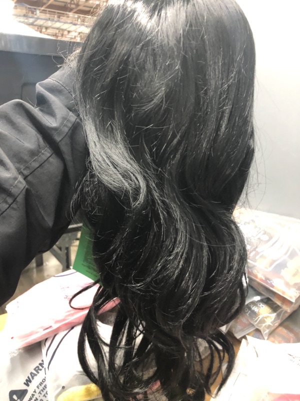 Photo 1 of Black Wig with Bangs Long wavy wig for Women Synthetic lace front wig Heat Resistant Wigs for Daily Party Cosplay
