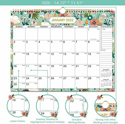 Photo 1 of 2022 Wall Calendar - 12 Months Wall Calendar Jan 2022 - Dec 2022
PACK OF 4 