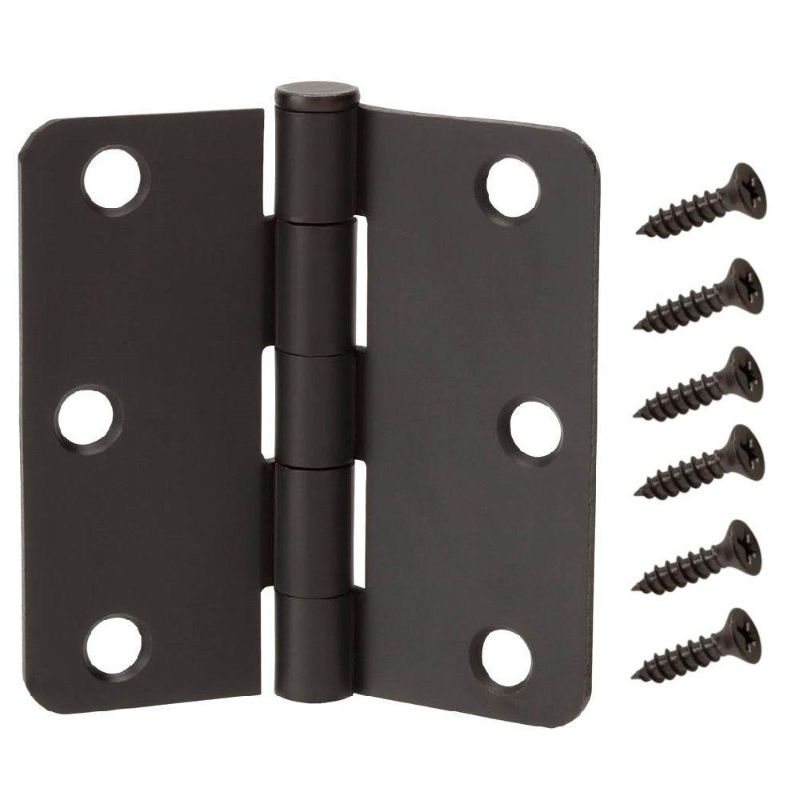 Photo 1 of 2 PACK Everbilt 3-1/2 in. Oil Rubbed Bronze 1/4 in. Radius Door Hinges Value Pack (3-Pack)
