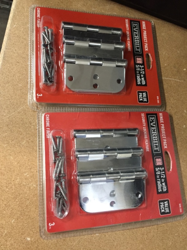 Photo 1 of 3-1/2 in. Chrome 5/8 in. Radius Security Door Hinges (3-Pack)
