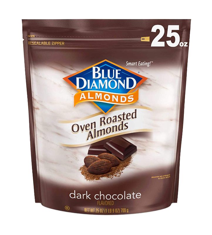 Photo 1 of 2 PACK Blue Diamond Almonds Oven Roasted Dark Chocolate Flavored Snack Nuts, 25 Oz Resealable Bag (Pack of 1)
