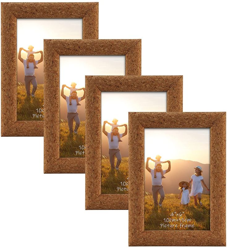 Photo 1 of 4 PACK EXYGLO Wooden 4x6 Picture Frames, Wall and Tabletop Frames for Photo, 4x6 inch
