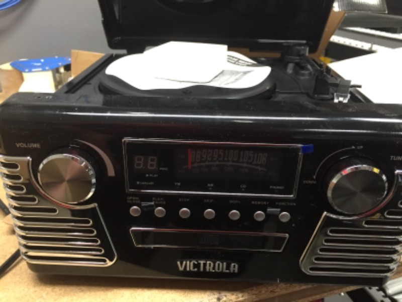 Photo 2 of Victrola 50's Retro Bluetooth Record Player & Multimedia Center with Built-in Speakers - 3-Speed Turntable, CD Player, AM/FM Radio | Vinyl to MP3 Recording | Wireless Music Streaming | Black

