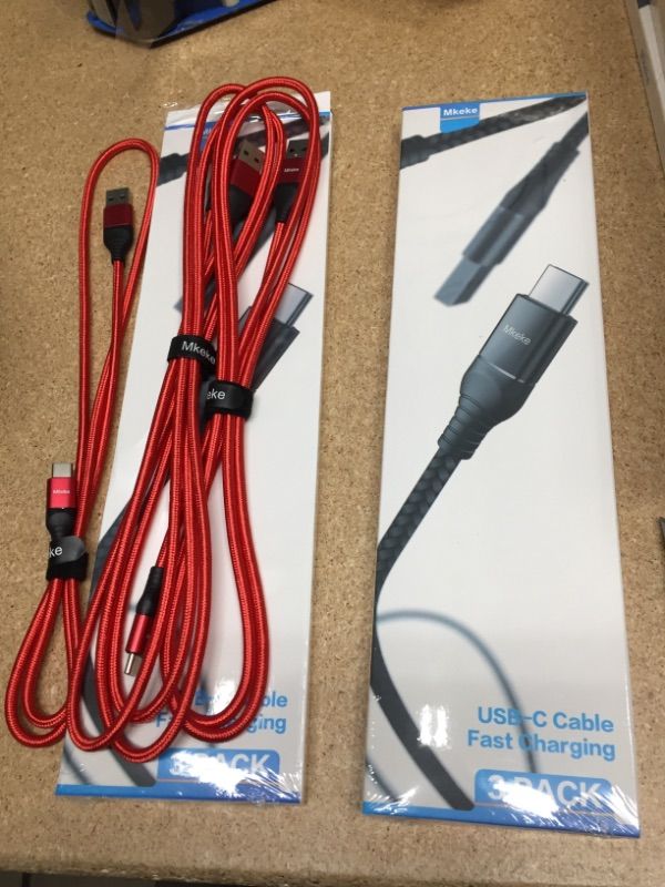 Photo 2 of 2 BOXES OF USB C Cable,Mkeke Fast Charging USB Type C Cable,USB-A to USB-C Cable 3Pack(1/1.5/1.8M) Nylon Braided
