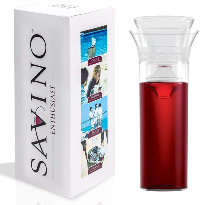 Photo 1 of Savino Wine Saver Preservation System, Luxury Shatterproof Airtight Decanter Carafe, Keeps 750 mL Red and White Wine Fresh for up to 7 days, Ultimate Wine Gift, Made in the USA