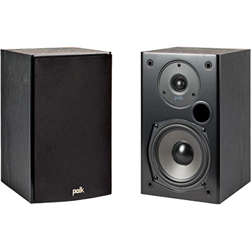 Photo 1 of Polk Audio T15 100 Watt Home Theater Bookshelf Speakers – Hi-Res Audio with Deep Bass Response | Dolby and DTS Surround | Wall-Mountable| Pair, Black
