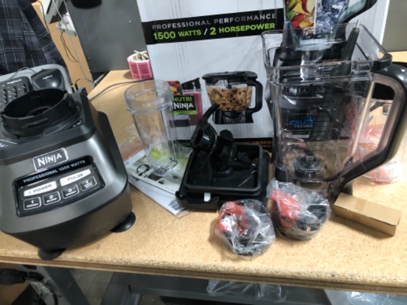 Photo 2 of Ninja BL770 Mega Kitchen System, 1500W, 4 Functions for Smoothies, Processing, Dough, Drinks & More, with 72-oz.* Blender Pitcher, 64-oz. Processor Bowl, (2) 16-oz. To-Go Cups & (2) Lids, Black

