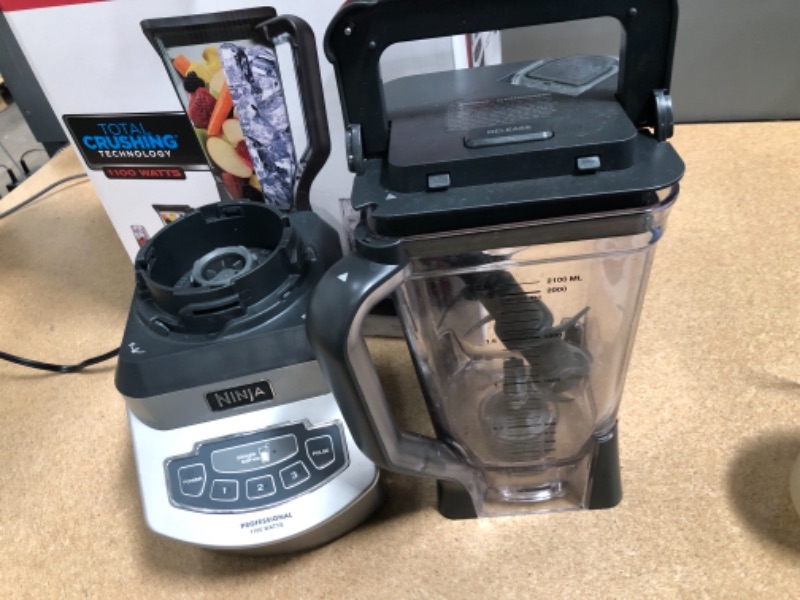 Photo 2 of Ninja BL660 Professional Countertop Blender with 1100-Watt Base, 72 Oz Total Crushing Pitcher and (2) 16 Oz Cups for Frozen Drinks and Smoothies, Gray
