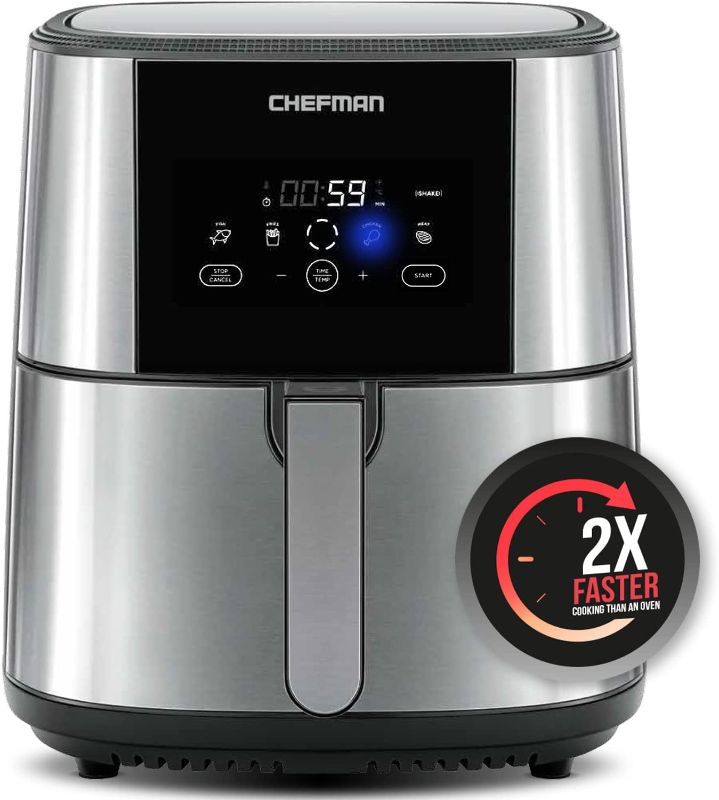 Photo 1 of CHEFMAN Large Air Fryer Max XL 8 Qt, Healthy Cooking, User Friendly, Nonstick Stainless Steel, Digital Touch Screen with 4 Cooking Functions, BPA-Free, Dishwasher Safe Basket, Preheat & Shake Reminder
