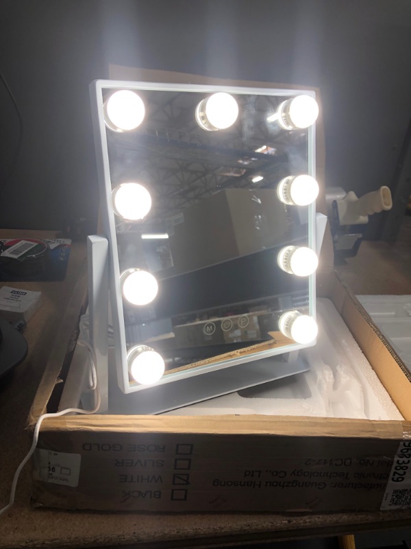 Photo 3 of Hansong Vanity Mirror with Lights Light up Vanity Makeup Mirror with 9 LED Bulbs Tabletop Plug in Makeup Mirror with Lights 360 Rotation with 10x Magnifying Mirror
