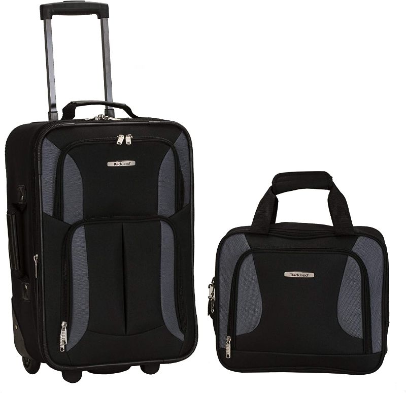 Photo 1 of Rockland Fashion Softside Upright Luggage Set, Black/Gray, 2-Piece (14/19)
