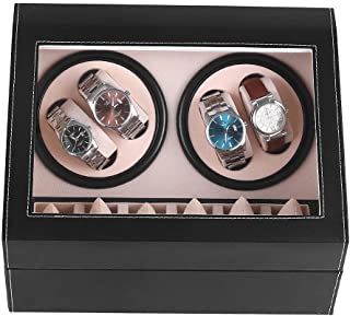 Photo 1 of **left side does not rotate** Automatic Watch Winder Display Box, 4+6 Automatic Rotation Leather Wood Watch Winder Collector Display Box Watch Case, Valentine's day Gifts for Him(Black)
