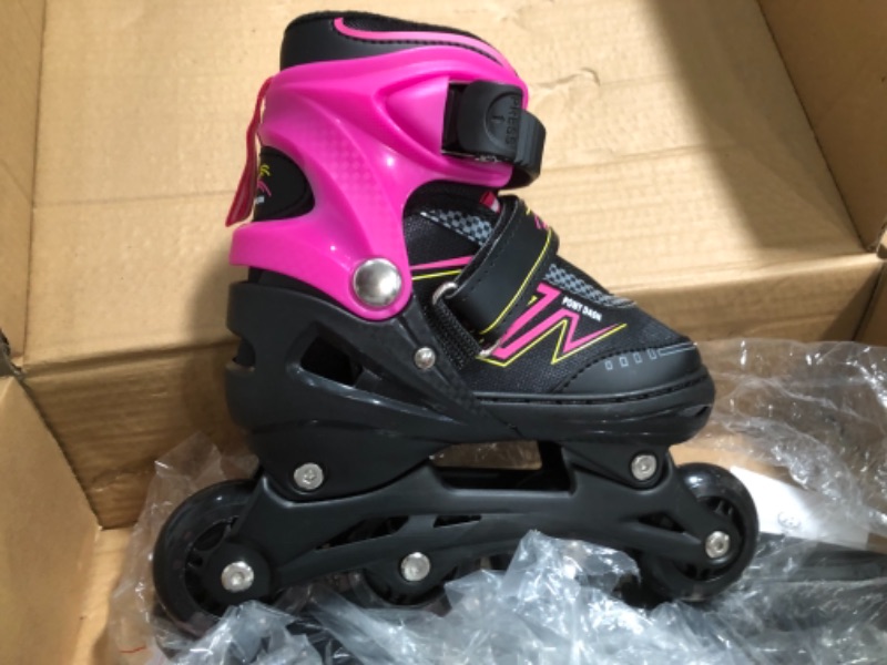 Photo 4 of Hiboy Adjustable Inline Skates with All Light up Wheels, Outdoor & Indoor Illuminating Roller Skates for Boys, Girls, Beginners, Small- Little kid, Pink  
