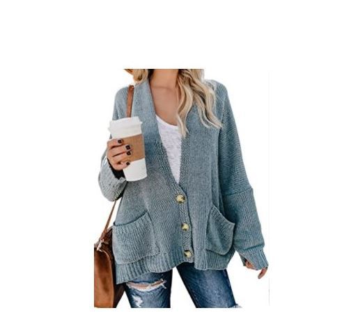 Photo 1 of BLENCOT Women's Autumn Full Sleeve Solid Color Button Down Cardigan Thin Knitted Open Sweaters Outwear, Large
