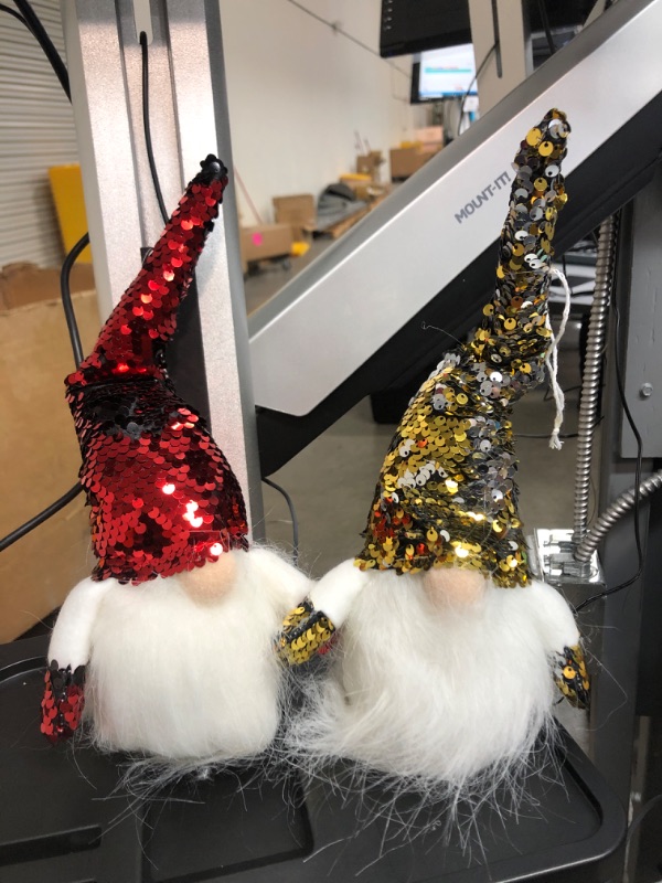 Photo 2 of 14" Lighted Christmas Gnomes Plush, Handmade Sequins Hat, set of 2