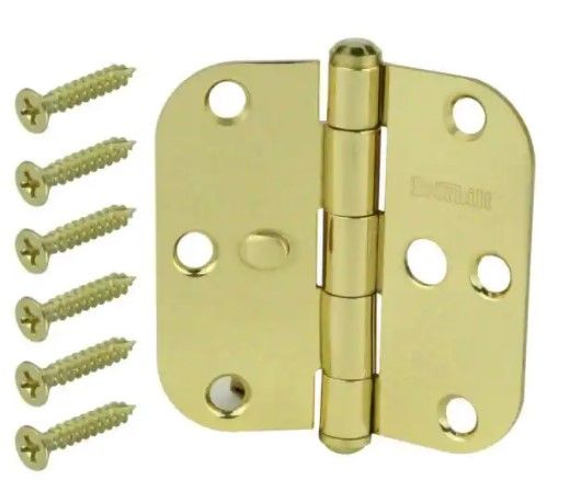 Photo 1 of 2 pack 3-1/2 in. x 5/8 in. Solid Brass Radius Security Door Hinge
