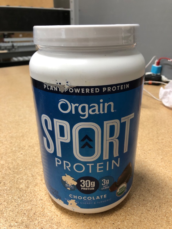 Photo 2 of **Sold As Is**  **No Refund** **No Returns** **expires 08/2022**
Orgain Chocolate Sport Plant-Based Protein Powder - 30g of Protein, Made with Organic Turmeric, Ginger, Beets, Chia Seeds, Brown Rice & Fiber, Vegan, Made Without Gluten & Dairy, Non-GMO, 2.