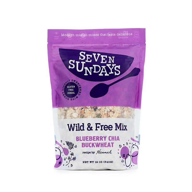 Photo 1 of **Sold As Is**  **No Refund** **No Returns** **EXPIRE DATES: 02/04/2022** 4-PACK: Seven Sundays Wild & Free Blueberry Chia Muesli Cereal {12 oz. pouch, 1 Count} | Gluten Free Certified | Non GMO | No Refined Sugar | Kosher

