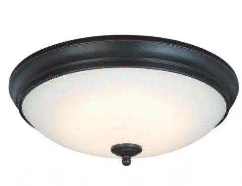 Photo 1 of *Missing glass cover*
Clifton 13 in. Oil Rubbed Bronze Selectable LED Flush Mount
