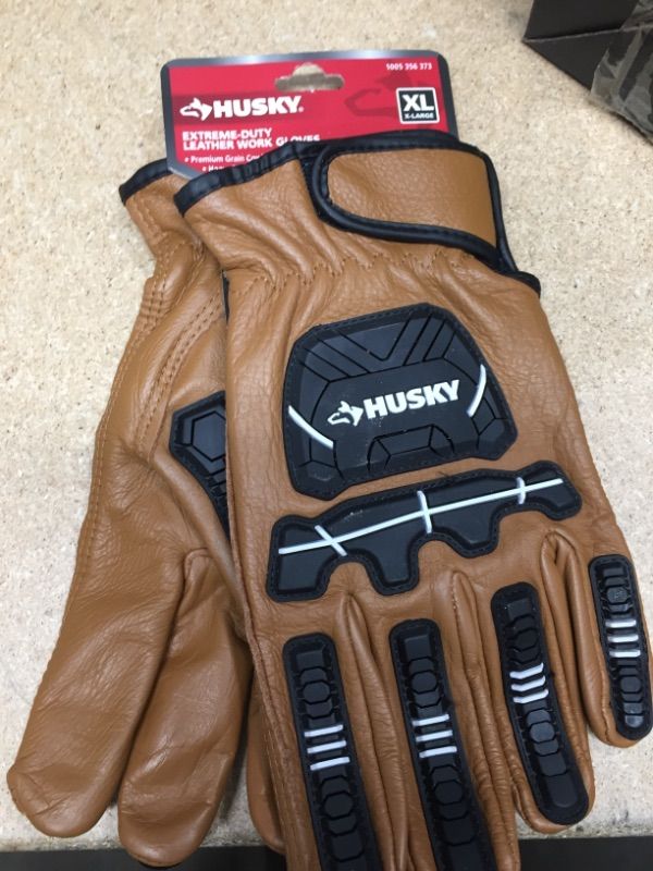 Photo 2 of Husky X-Large Premium Grain Cowhide Leather Heavy Duty Impact Work Glove