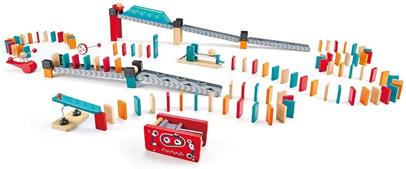 Photo 1 of Hape Robot Factory Domino | Double -Sided Wooden Ball Domino Set, Educational Game for Kids
