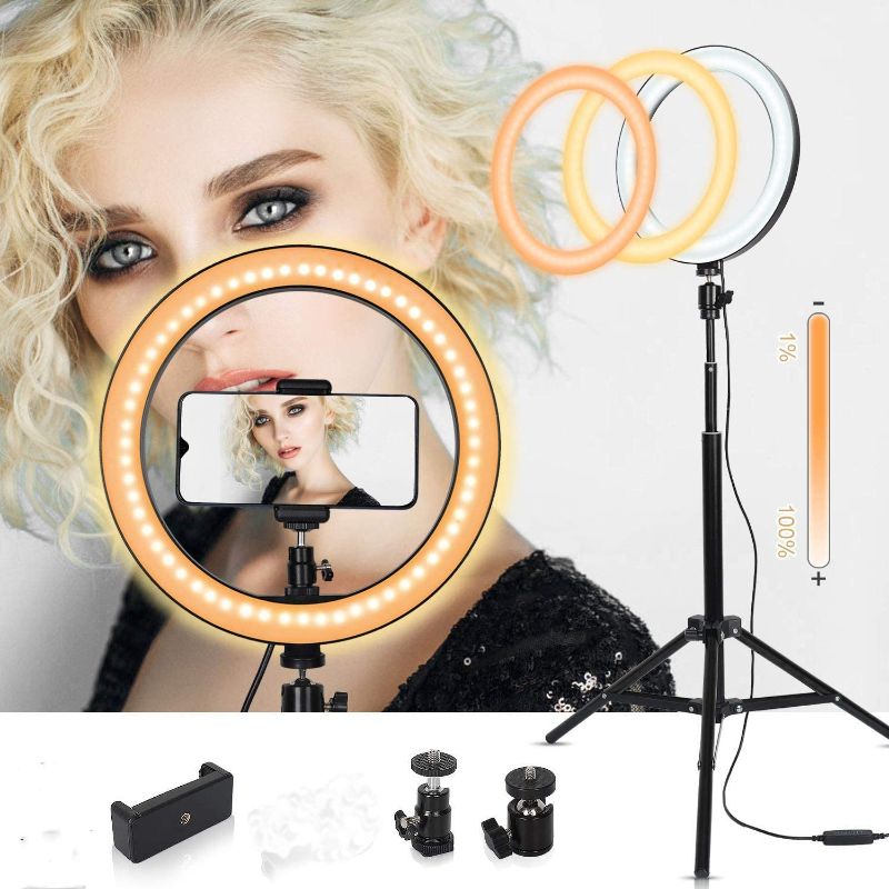 Photo 1 of Uthlusty Selfie Ring Light 12" with Adjustable Tripod Stand and Mini Tripod Stand&Phone Holder, Self LED Ring Light for TikTok, Vlogs, Live Stream, Makeup, YouTube, Self-Portrait Shooting(12 Inch)
