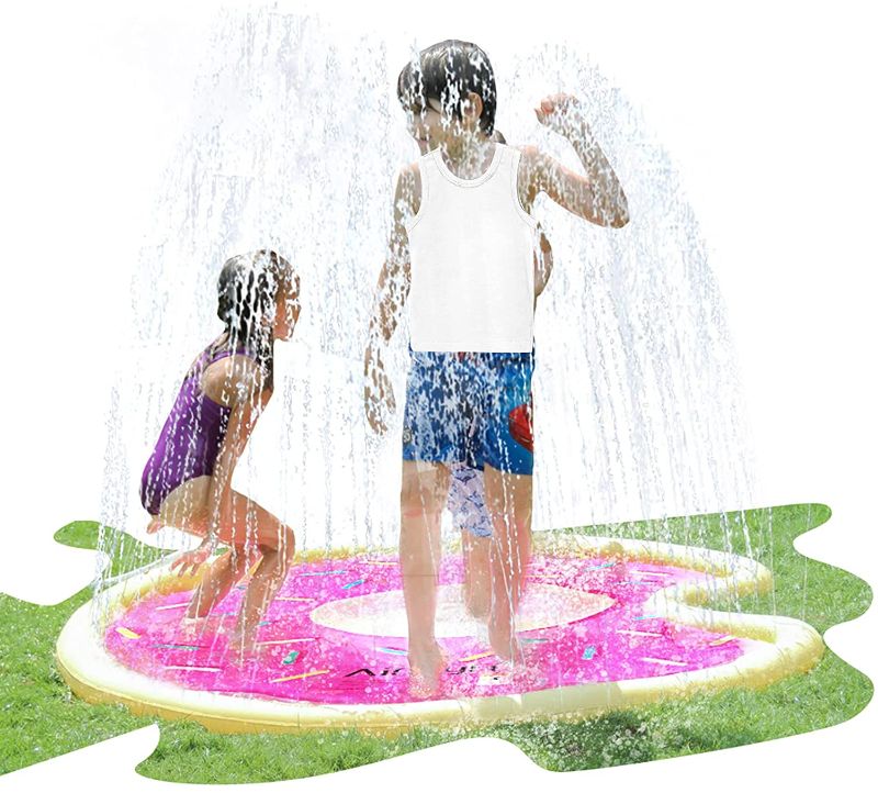 Photo 1 of AirMyFun Splash Pad for Kids, Donuts Water Sprinkler for Kids Backyard Lawn Dog, 67" Outdoor Water Play Sprinklers Mat Boys & Girl Pool Toys for Ages 3 - 12
