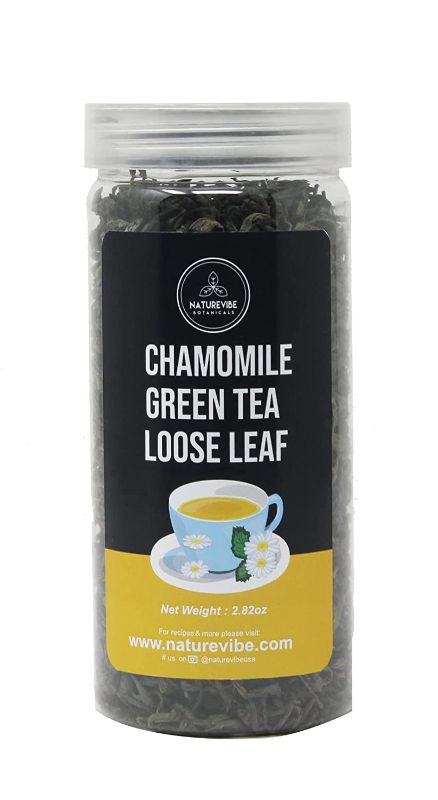 Photo 1 of SOLD AS IS EXPIRES 2-2023, 3 PACKS OF Naturevibe Botanicals Chamomile Green Tea Loose Leaf (2.82oz) | Soothing Effect | Smooth and Sweet Infusion | Fresh Tea Leaves NOT REFUNDABLE.
